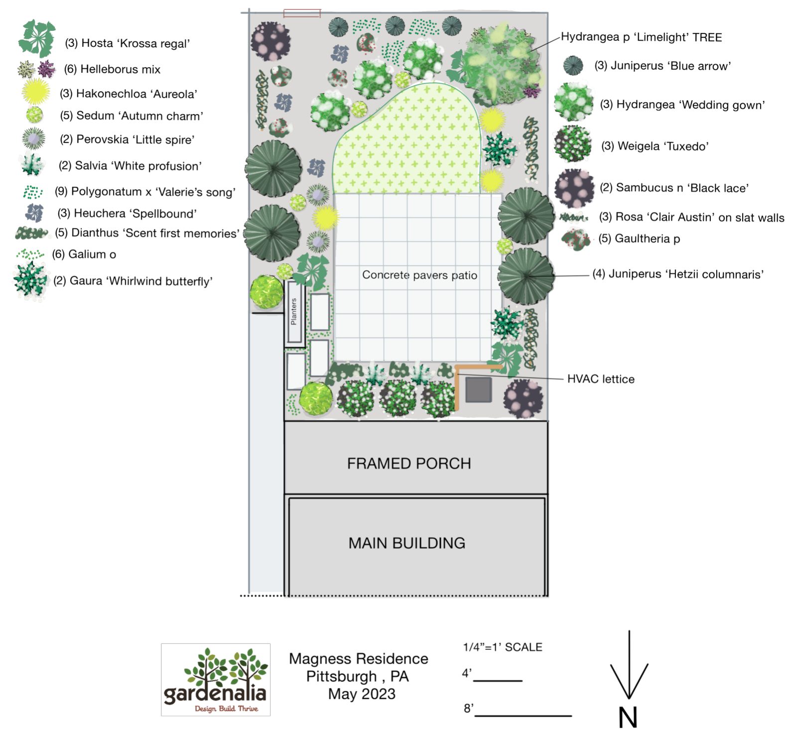 Garden design plan for a Mt. Washington residence, Pittsburgh PA