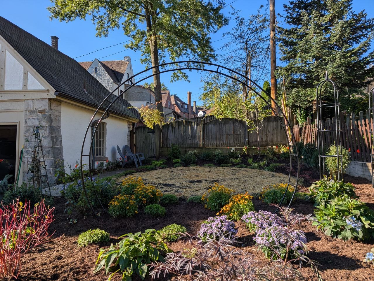 Completed perennial garden design in Point Breeze, Pittsburgh