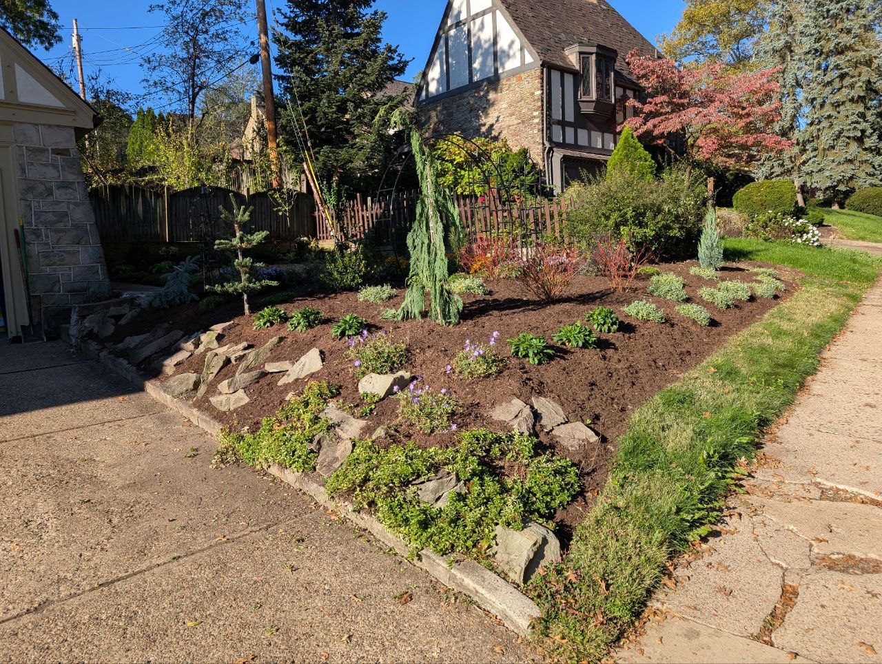 Completed perennial garden design in Point Breeze, Pittsburgh