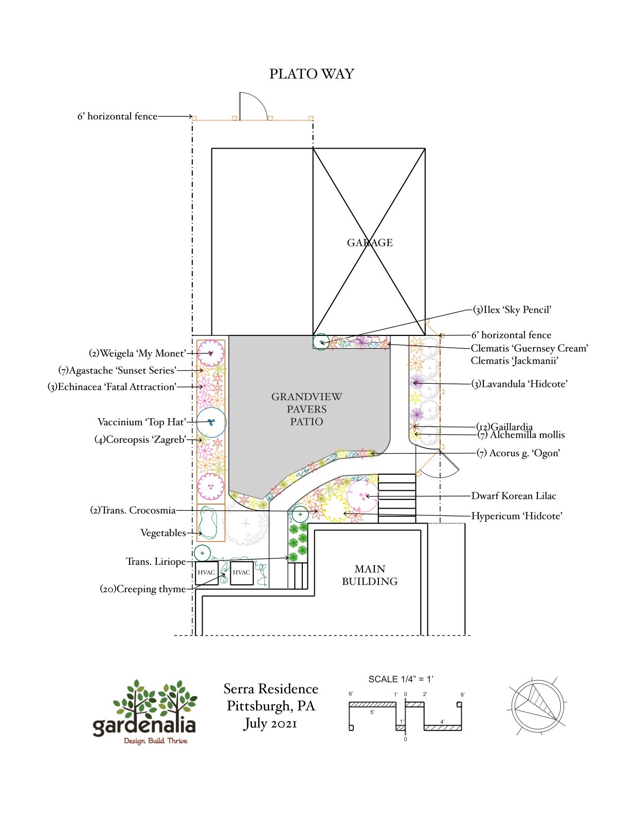 Garden design plan for a Regent Square residence, Pittsburgh PA