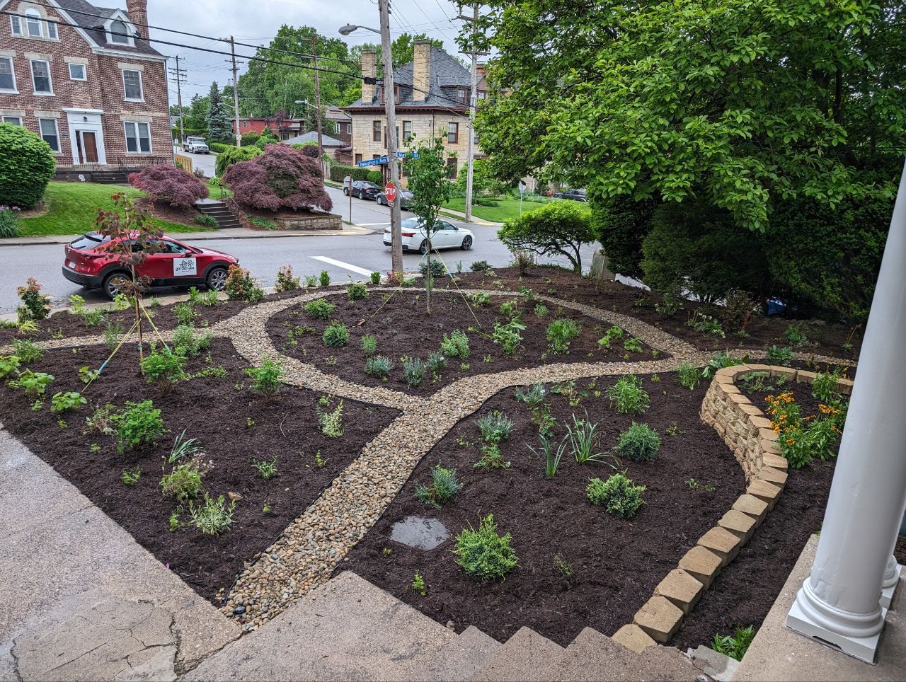 Completed perennial garden design in Squirrel Hill North, Pittsburgh