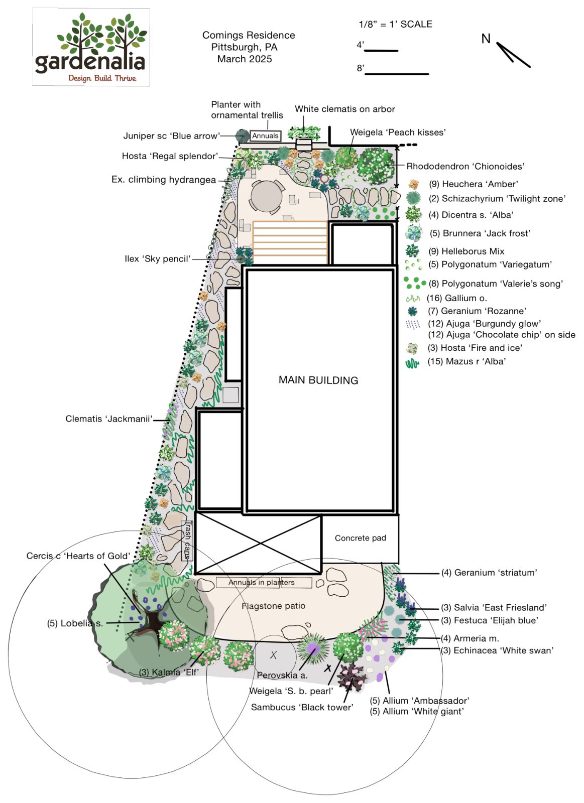 Garden design plan for a Squirrel Hill South residence, Pittsburgh PA